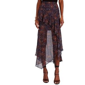 Veronica Beard Navy and Orange High Low Skirt